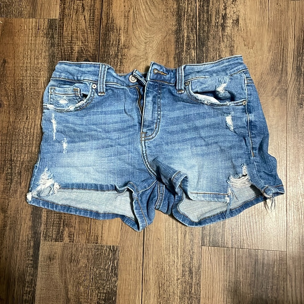 Eunina Delilah Mid Rise Distressed Jean Shorts